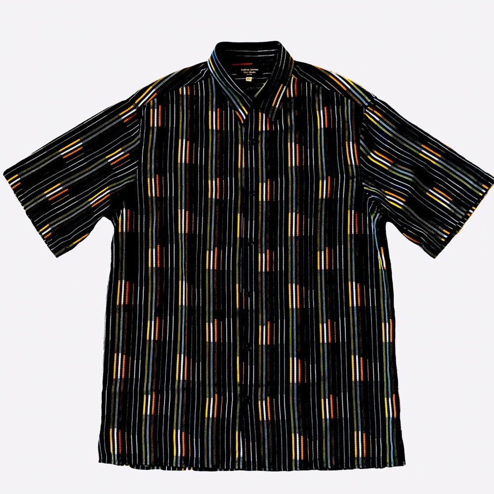 Fulton Street Shirt Works Big/Tall Men’s Short Sleeve Black Stripe Shirt Sz XXL